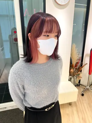 ミディアム カラー NANO/ ブリーチ×レイヤーのヘアスタイル