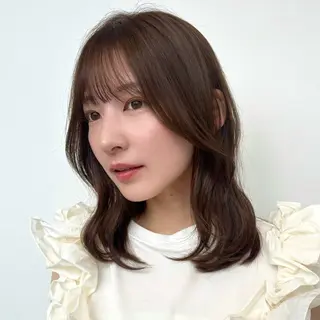 ミディアム カラー 顔まわり🥨レイヤー /透明感/水口舞奈のヘアスタイル
