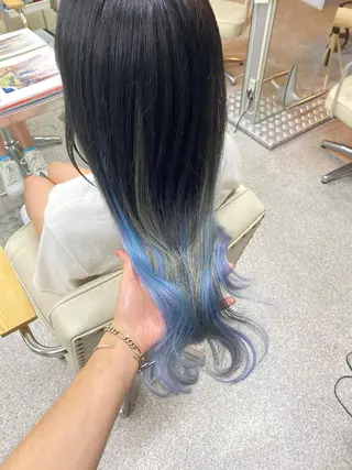 ロング カラー ヘアアレンジ レイヤーウルフ エクステ磯部のヘアスタイル