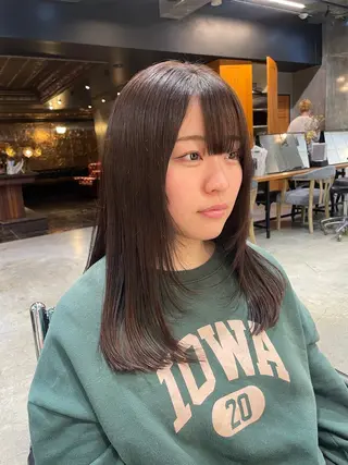 ミディアム カラー パーマ ヘアアレンジ くびれレイヤー/艶 カラー　MADOKAのヘアスタイル