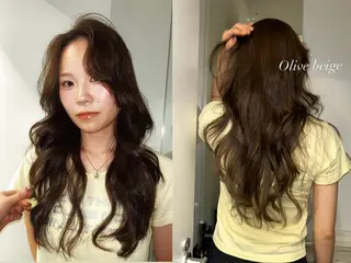 ロング カラー saki｜透明カラー ドライパーマ.パーマのヘアスタイル