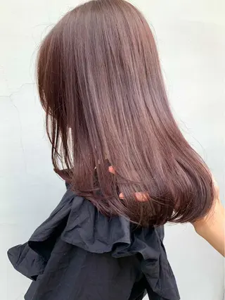 セミロング カラー 退色まで透明感ある ダブルカラー/リクのヘアスタイル
