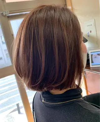 ミディアム カラー ショート/似合わせ レイヤー/福岡聖容のヘアスタイル