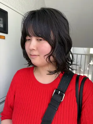 ショート カラー パーマ レイヤーカット🍏 オリーブ/ののかのヘアスタイル