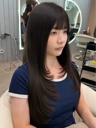 ロング ヘアアレンジ 大宮縮毛矯正🩵 レイヤー 佐藤和のヘアスタイル