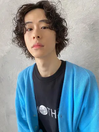 ミディアム カラー パーマ ヘアアレンジ メンズ キッズ マツエク・マツパ 森貴裕/ニュアンス パーマ/オリーブのヘアスタイル