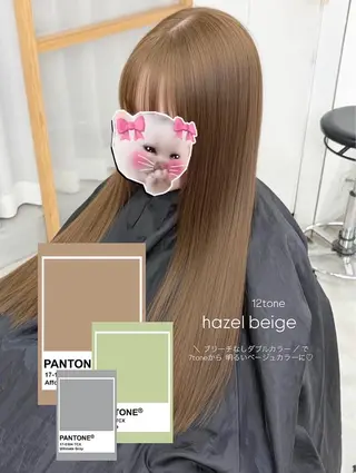ロング カラー ヘアアレンジ 透け感ベージュ🤎 韓国ヘアtakutoのヘアスタイル