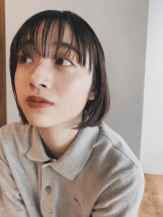 ミディアム カラー ヘアアレンジ ボブパーマコテ巻き風 パーマNo1深江秀平のヘアスタイル