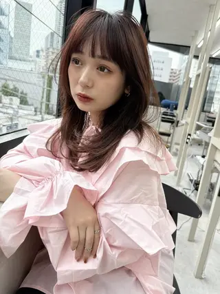 セミロング カラー 透明感×ダブルカラ ーHarusa🎀のヘアスタイル