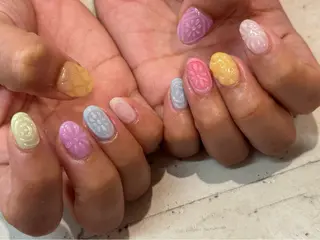 ネイル 韓国/ワンホン/長さ 出しつけ放題🎀のネイルデザイン