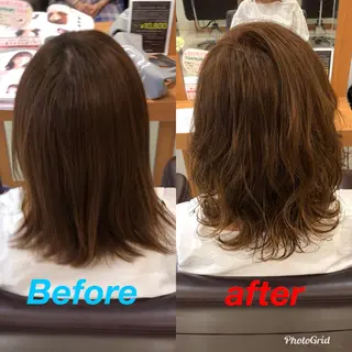 ミディアム カラー パーマ ディレクター ノナカのヘアスタイル