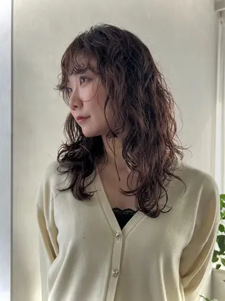 ミディアム ボブ/パーマ 村中　仁人のヘアスタイル