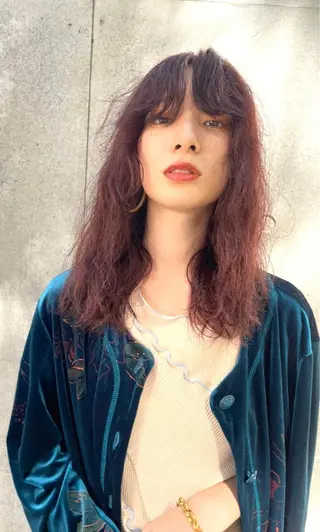 ミディアム カラー パーマ 渋谷  中性ヘア あかりのヘアスタイル