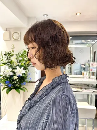 ショート パーマ デジタルパーマ 🌀ボブ　萩原　龍のヘアスタイル