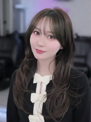 ロング カラー 盛れる顔周りカット ♥️韓国ヘア"ちぇるのヘアスタイル