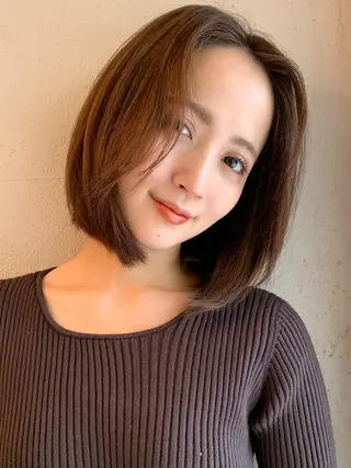 ミディアム カラー 透明感カラー✂︎ /縮毛矯正/YUKAのヘアスタイル