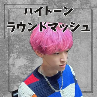 カラー メンズ メンズ特化シャドウパ ーマラウンドマッシュのヘアスタイル