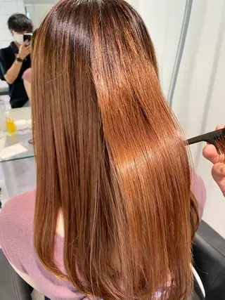 セミロング カラー 赤み消し韓国ヘア レイヤー縮毛🤍渡邉のヘアスタイル