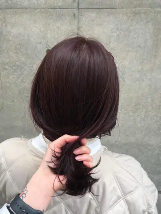 ミディアム カラー やまさきえりこ ニュアンスパーマのヘアスタイル