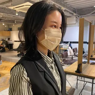 ミディアム io濱川 遥のヘアスタイル