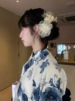 ヘアアレンジ ボブ/ヘアセット 結婚式卒業式アレンジのヘアスタイル