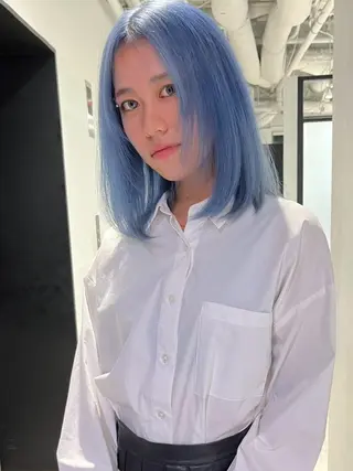 カラー ヘアアレンジ セミロング ブリーチ矯正髪質改善 ✨オオエタクミのヘアスタイル