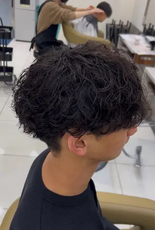 ミディアム パーマ メンズ 星加 理希のヘアスタイル