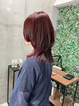 ミディアム カラー ウルフカット ハッシュカット/七海のヘアスタイル