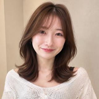 ミディアム ミディアムレイヤー 🧺艶カラー🤎原宿のヘアスタイル