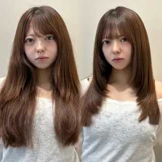 ロング カラー 新宿/レイヤーカット 髪質改善/小顔見せのヘアスタイル