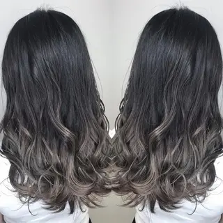 セミロング カラー 髪質改善カラー韓国風 レイヤーtudaのヘアスタイル