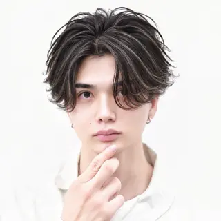ショート カラー パーマ ヘアアレンジ メンズ メンズメッシュパーマ 😈 RIKU渋谷のヘアスタイル