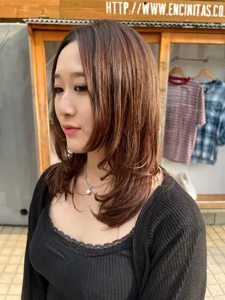 セミロング 【髪質改善/縮毛矯正 /カラー】ホサカのヘアスタイル