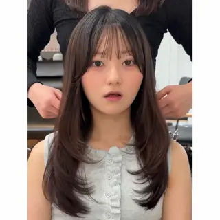 セミロング カラー 結べるレイヤーカット /カラー/あさかのヘアスタイル