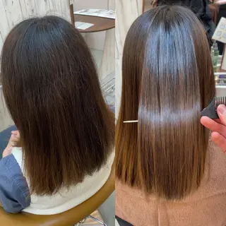 ロング パーマ 髪質改善縮毛矯正 ボブレイヤーRINAのヘアスタイル