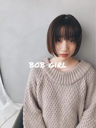ミディアム カラー ボブパーマコテ巻き風 パーマNo1深江秀平のヘアスタイル