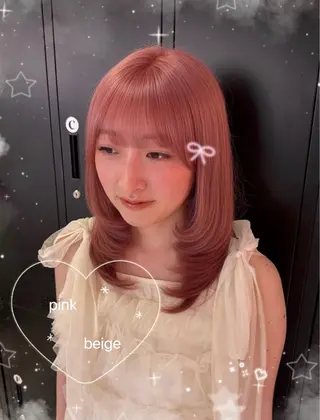 カラー 🍒ベージュ/ピンク ベージュ🍒なつきのヘアスタイル