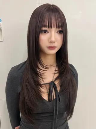 ロング リコ ハッシュカット 韓国レイヤーのヘアスタイル