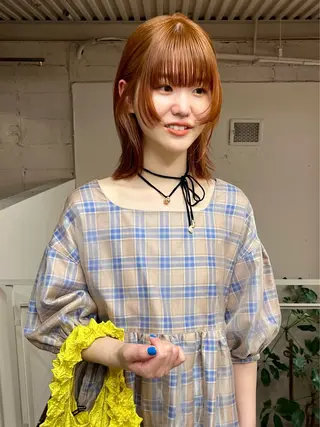 ミディアム カラー レイヤーカット/ ハイトーン/mikiのヘアスタイル