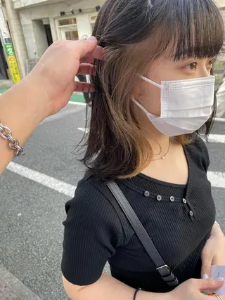 ミディアム カラー 森貴裕/ニュアンス パーマ/オリーブのヘアスタイル