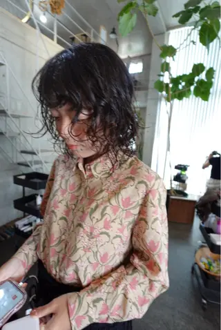 ミディアム カラー パーマ 大林 エリコのヘアスタイル