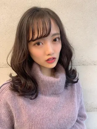 ミディアム カラー 透明感カラー✂︎ /縮毛矯正/YUKAのヘアスタイル