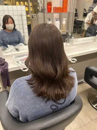 ミディアム カラー パーマ ヘアアレンジ メンズ キッズ ネイル マツエク・マツパ アイブロウ 🦋縮毛/韓国レイヤ ー/透明感カラー🦋のヘアスタイル