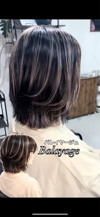 ミディアム カラー メンズパーマ& ハイトーン特化谷村のヘアスタイル