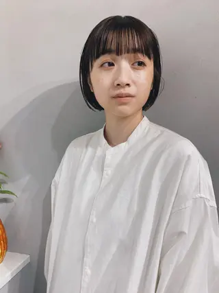 ショート カラー ヘアアレンジ ボブパーマコテ巻き風 パーマNo1深江秀平のヘアスタイル