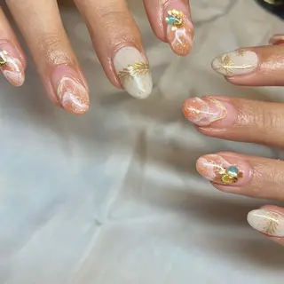ミディアム カラー パーマ ヘアアレンジ メンズ キッズ ネイル マツエク・マツパ アイブロウ el. by Aoのネイルデザイン