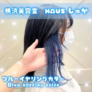 ミディアム カラー ハイトーンカラー シールエクステのヘアスタイル
