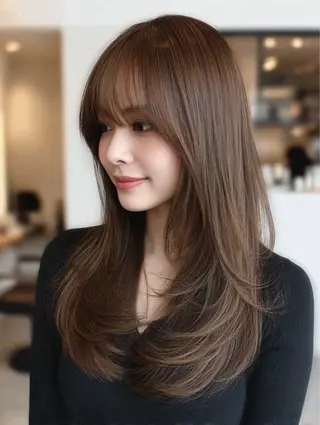 ロング 絶対綺麗な暖色カラー 🎯あります✨増渕✨のヘアスタイル
