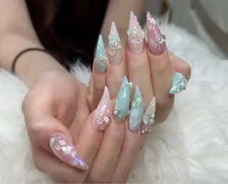 ネイル 🎀うかん 🎀チップ長さ出しのネイルデザイン