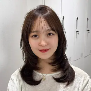 ミディアム 💖ボブ/縮毛矯正 顔周りレイヤー/ユイのヘアスタイル